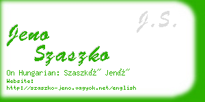 jeno szaszko business card